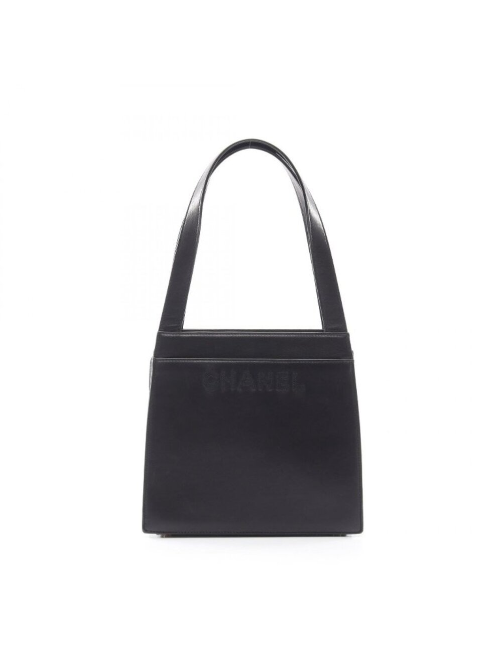 Chanel Shoulder Bag Logo Black Lambskin